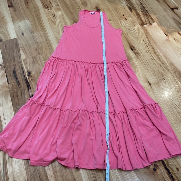 SUNDRY pink tiered Racerback tank maxi dress Sz medium lined anthropologie - Picture 3 of 8